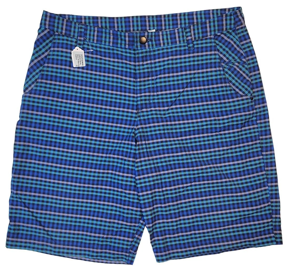 LULULEMON Mens 38 KAHUNA 11" SHORTS Casual Active Go Anywhere Blue/Green Check