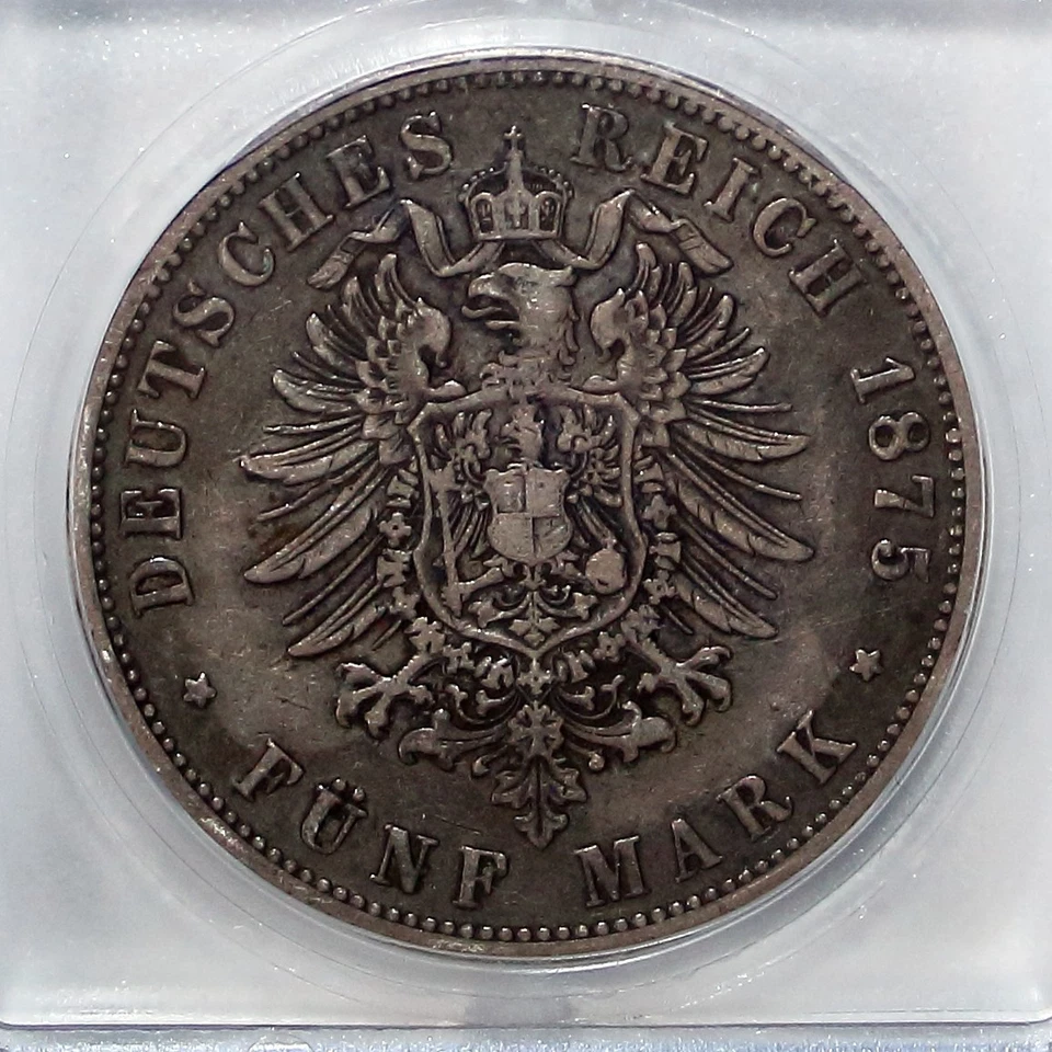 1875 B German States Prussia Silver 5 Mark ICG VF25 KM503 - Image 4 of 4