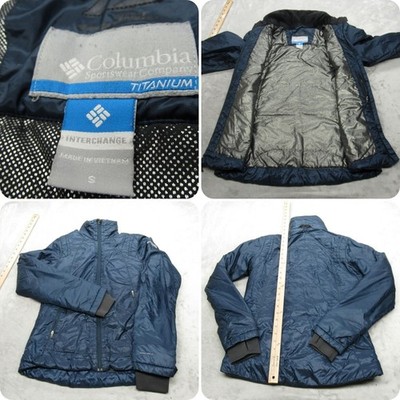 Columbia Titanium Jacket Small Womens Navy Interchange Insulated Omni Heat
