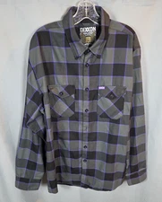 Dixon Flannel Company Shirt The Gift  Size XL Black Purple Missing Button
