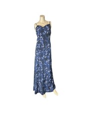 Vtg Fairweather Blue Floral Prom Baby Doll Maxi Dress Fairy Coquette Sz 6 Y2K