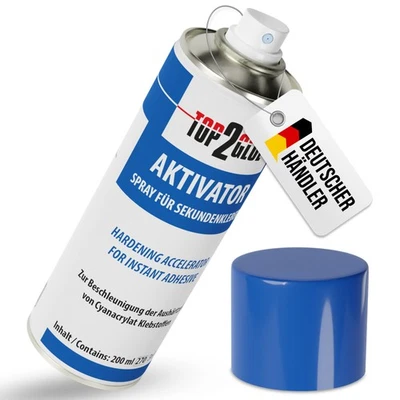 TOP2GLUE Colla Secondi Attivatore Spray Cianoacrilato Primer + Acceleratore di Indurimento 200ml