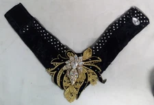 RHINESTONE JEWELED ORNATE HAND MADE SHOW DOG COLLAR BANDANA BLACK O