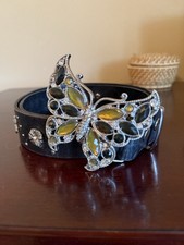 Leather/ Butterfly Rhinestone Buckle/Belt.