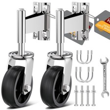 Spring Loaded Tube Gate Casters 6 Heavy Duty Gate Caster Wheels with Hardwar...