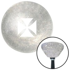 White Cross Maltese Clear Retro Metal Flake Shift Knob w/ M16x1.5 Insert Auto