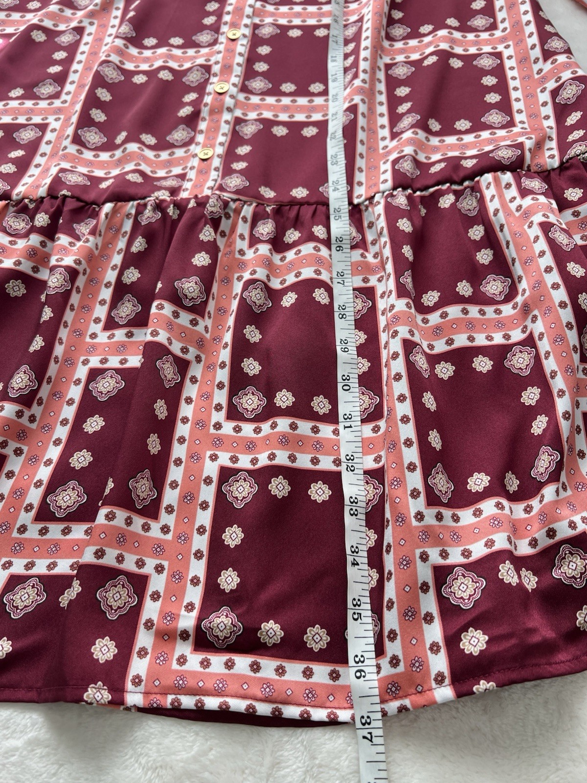 LOFT Multicolor Geometric Border Flounce Shirtdre… - image 15