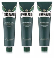 PRORASO Sapone Da Barba Rinfrescante  Green Shaving Cream Eucalyptus Menthol x3