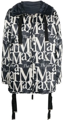 MAX MARA CUBE- reversible hooded Logo navy blue Down Jacket