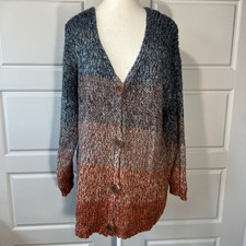 Altar'd State Ombre Knit Cardigan Sweater Small Blue Orange Oversized