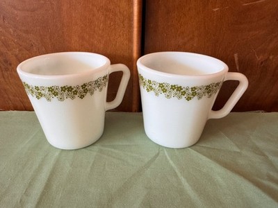 LOT OF 2 Pyrex Crazy Daisy Spring Blossom Coffee Cup Mug D Handle VINTAGE