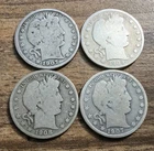 1909 O 1908 O 1907 O 1907 D Silver Barber Half Dollar 50 Cents Coins Lot Of 4
