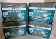Men's Equaline Disposable Underwear Size XL Case: 4 pks x 18 = 72 Total