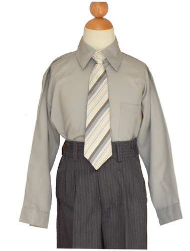 Pinstripe Boys Recital, Vest Suit Set, Gray/Silva ,Size: 6 ( 6 years) - Picture 3 of 5