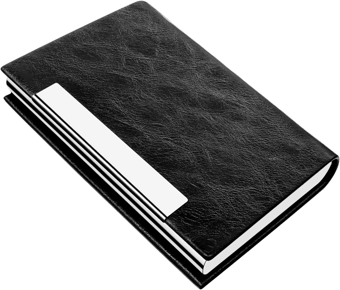 Faux Leather RFID-Blocking Business Card Holder Wallet for Men and Women in Classic V-Black-image