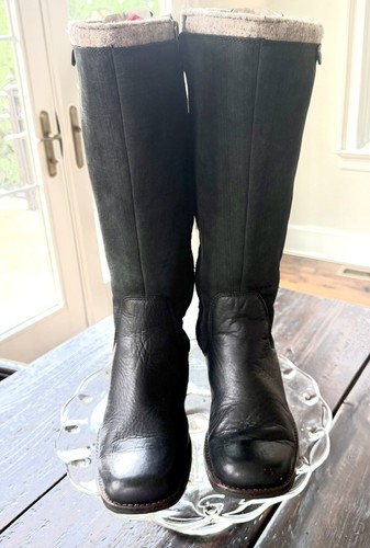 Ugg Australia Black Leather & Suede Smithfield Tall Boot-Women's Size 5.5 EUC - Picture 3 of 17