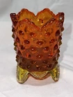 Fenton Glass Amberina Hobnail Footed Toothpick Holder Vintage