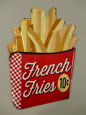 gestanztes Schild  ca. 50x32 cm French Fries - 10 Cent - Diner Frittenbude
