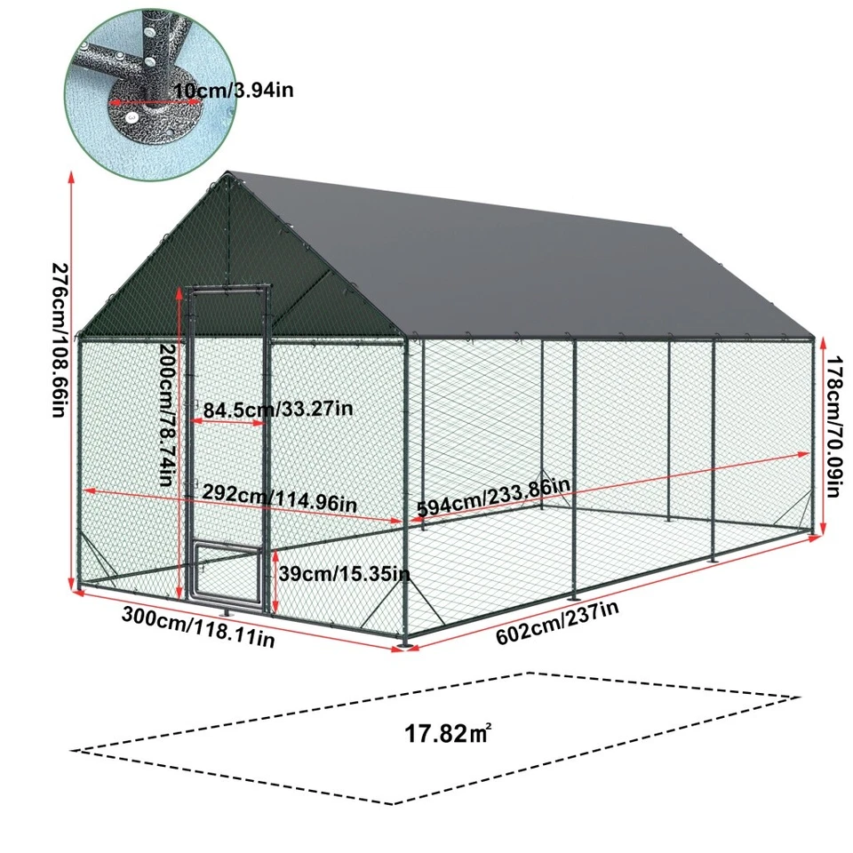 XXL Hühnerhaus Freigehege Hühnerstall Tierlaufstall Kleintierstall Voliere Dach - Bild 4 von 4