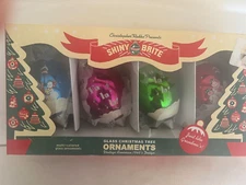 Christopher Radko Shiny Brite Fa La La Snowman Drops Glass Christmas Ornament 6”