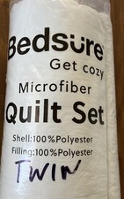Bedsure Microfiber Quilt Set Blanket  Pillow Sham White 68"x86" TWIN FREESHIP