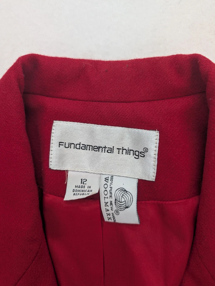 Chaqueta Blazer Fundamental Things Vintage Para Mujer Talla 12 Roja 100% Lana Foto 4 de 4