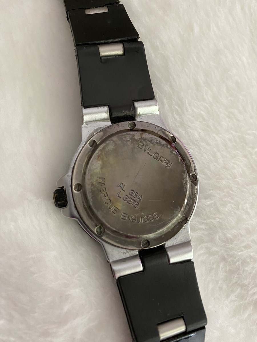 Bvlgari - Watch Small Aluminum Silver & Black Rubber AL 29 TA
