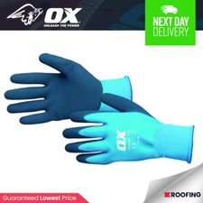 Ox Tools Waterproof Latex Gloves | Size 10 XL | Protective Work Safety Wear