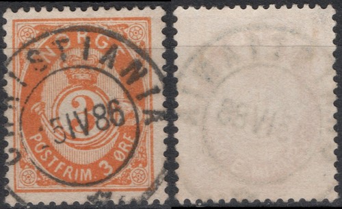 Noruega 1235 1882-85, NK 41, canc. Christiania 5 IV 86, MI 35, SC #38a.