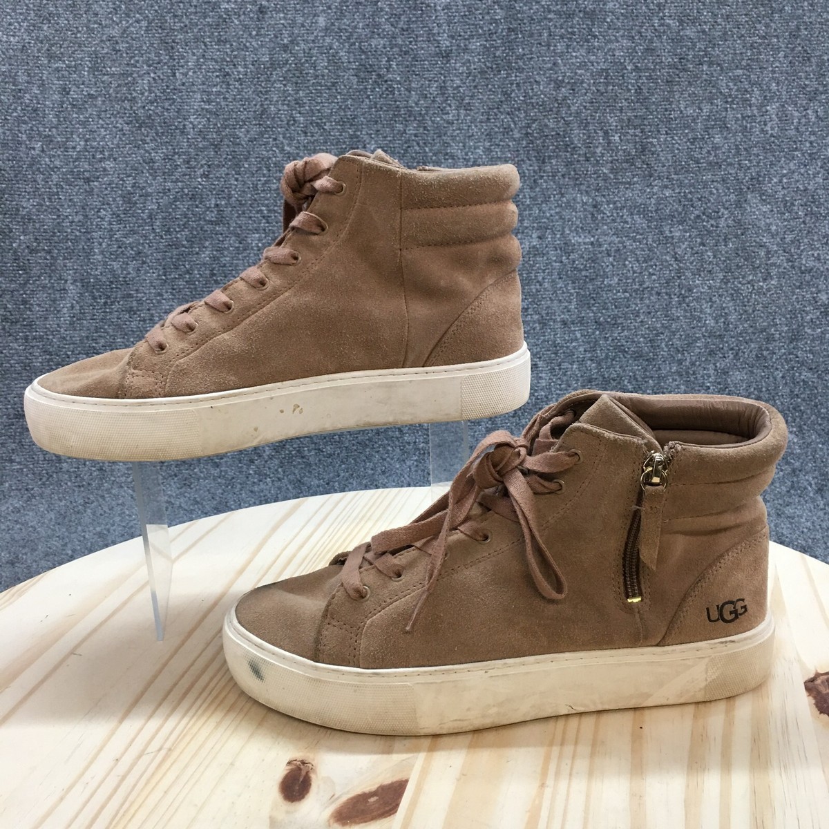 UGG Shoes Womens 8.5 Olli High Top Sneakers Brown Suede Lace Up