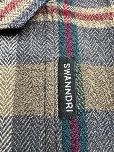 Vtg Swanndri Wool Flannel Shirt Jacket Blue Brown Red New Zealand Bush L RARE - Picture 6 of 11