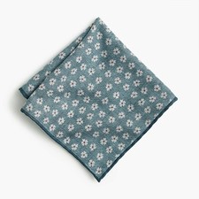 J.Crew Silk-Cotton Reversible Pocket Square Daisy Print  Made in Italy  49.50