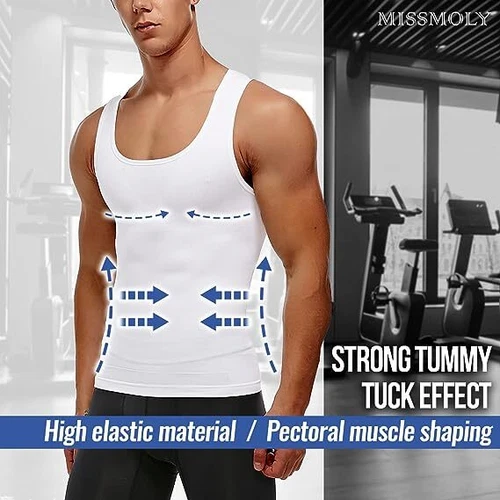 Mens sculpting Body Shaper Underwear Corset Compression Vest Singlet Dad Bod AU - Bild 6 von 38