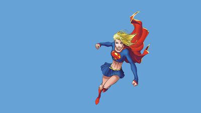 Anime supergirl dc comics blue background illustration Custom Gaming Mat Desk
