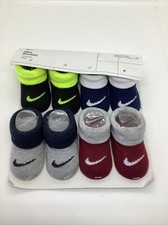 Nike Baby 4 Pk Grey Red Blue Black Cotton Infant Sock Booties Sz 0-6 Months