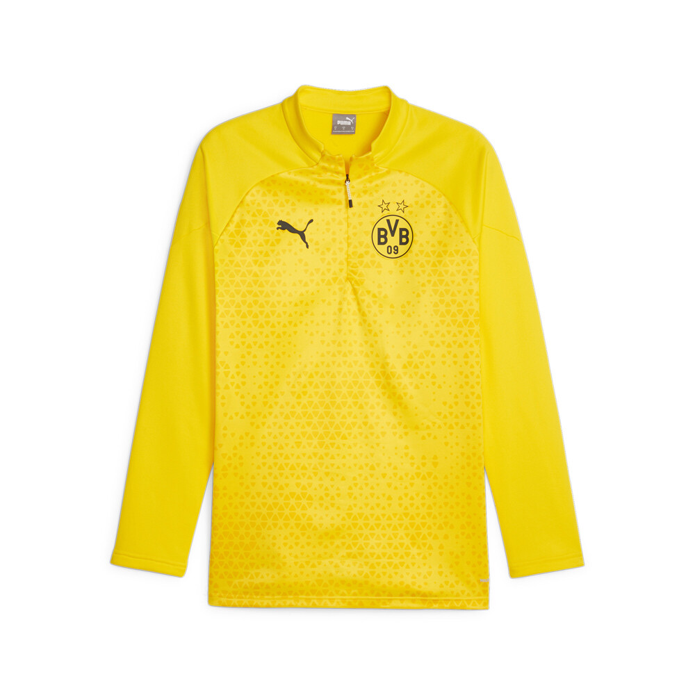 Puma Bvb Футбольный тренировочный флисовый пуловер на молнии мужские желтые повседневные топы 7718200
