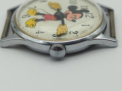 Disney 1970s Vtg MICKEY MOUSE Pointing hands Watch FOR SERVICE