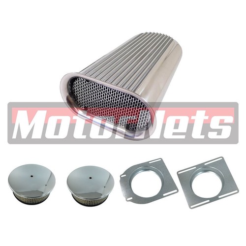 Dual 4 Barrel Carb Aluminum Hood Scoop Air Cleaner Hot Street Rod 20