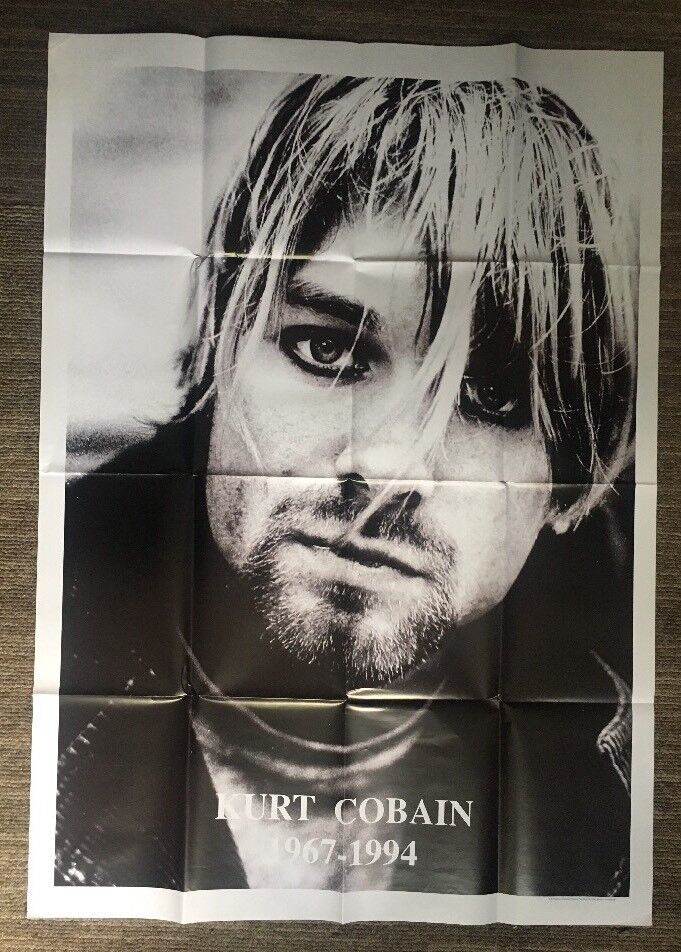 Kurt Cobain Memorial Vintage Poster Pin-up Nirvana Black & White 1990’s  Music Ad