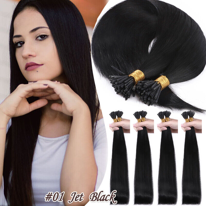 Stick I Tip Nano Ring Beads Human Hair Extensions 200S Thick Pre Bonded 14-24\