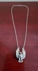 VINTAGE SIGNED F SOUTHWEST STERLING SILVER SPREAD EAGLE PENDANT NECKLACE.