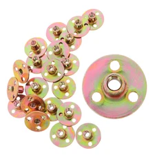 20Pcs Metal 3 Screw Holes Rivet Nuts Round Base Tee Nuts for Furniture