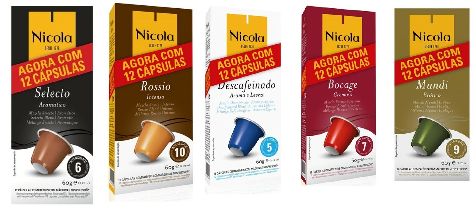 12 Nespresso Compatible Pods Capsules-Great Portuguese Nicola Coffee *5  FLAVORS* | eBay