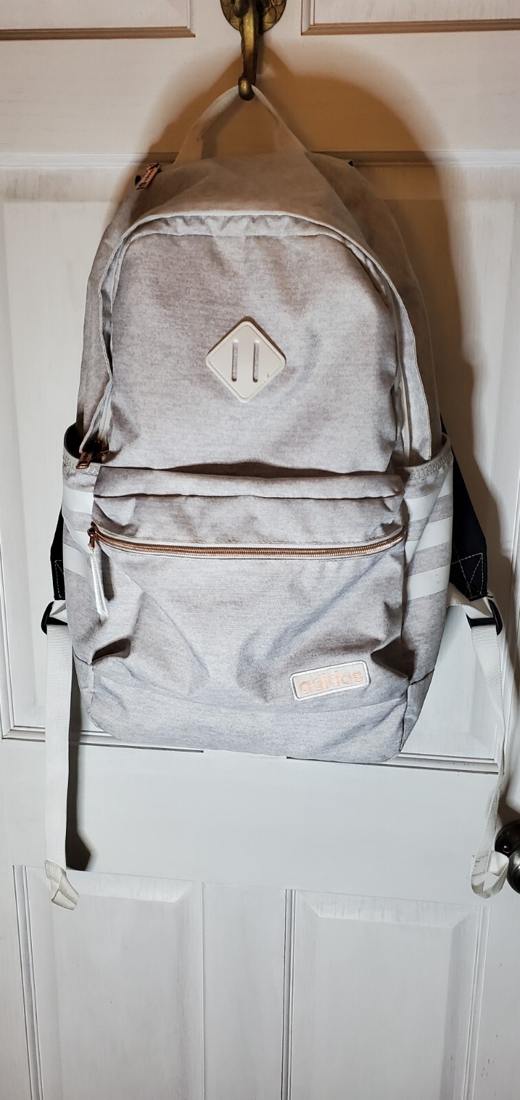 Adidas 3 Zipper Light Heather Gray with White Stripes