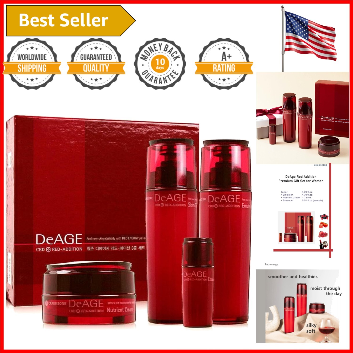 Hydrating Gift Set: DeAge Red Addition - Nourishing 3-Piece Skincare Routine