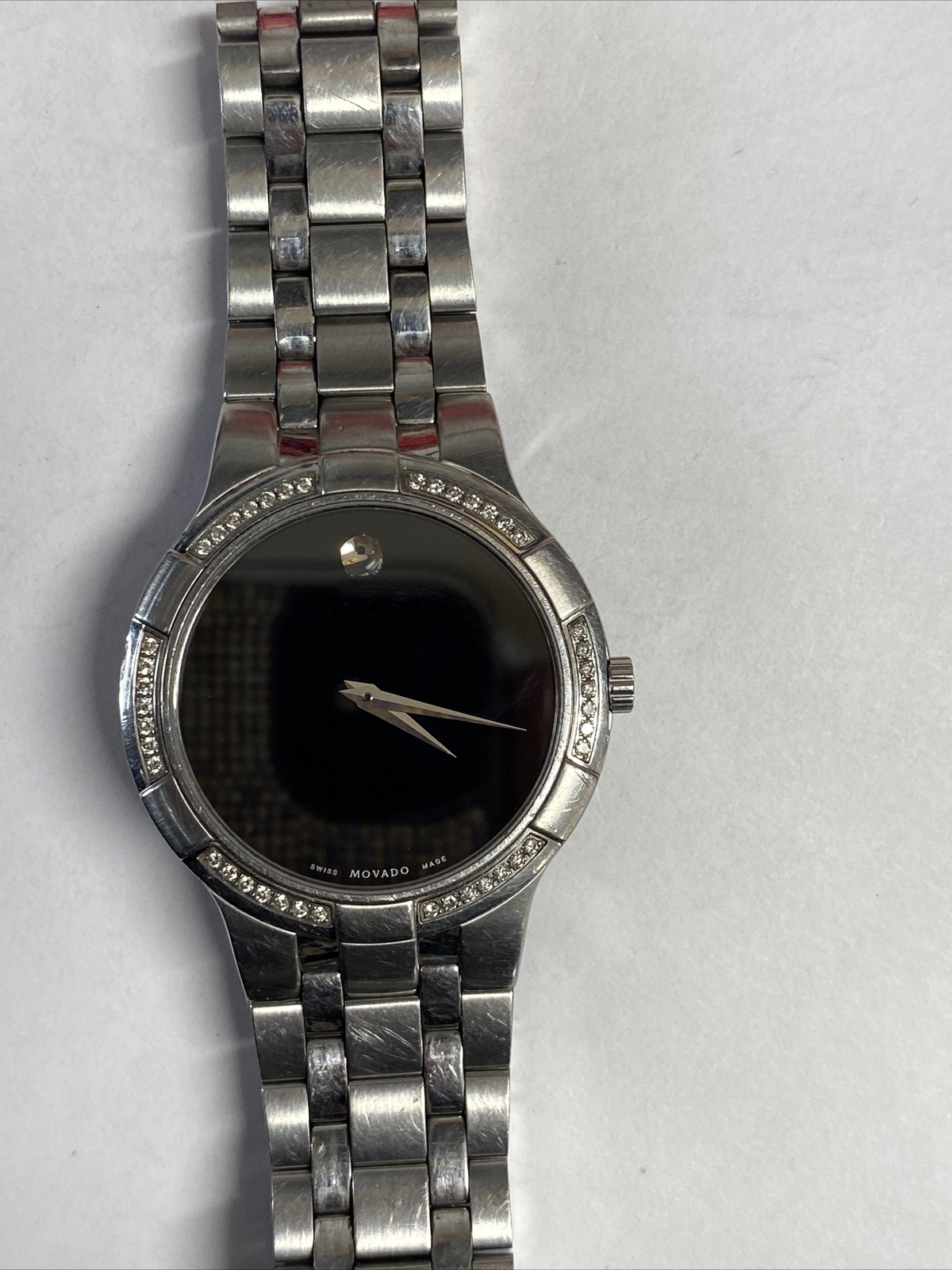 Movado Men’s Watch Stainless Steel Black Dial Watch Real Diamonds!! 6