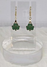Happy ST Patrick's Day Green Gold Clover French Hook Fashion Earrings
