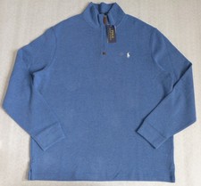 POLO RALPH LAUREN Men's XL Estate-Rib Cotton Quarter-Zip Pullover BLUE 125