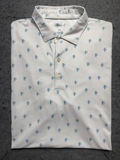 Johnnie-O Polo Shirt Mens XL White Geometric Print Golf Performance Stretch