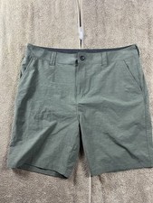 PrAna Hiking Cargo Shorts Mens 38 Olive Green Outdoors Belted Flat Front Stretch